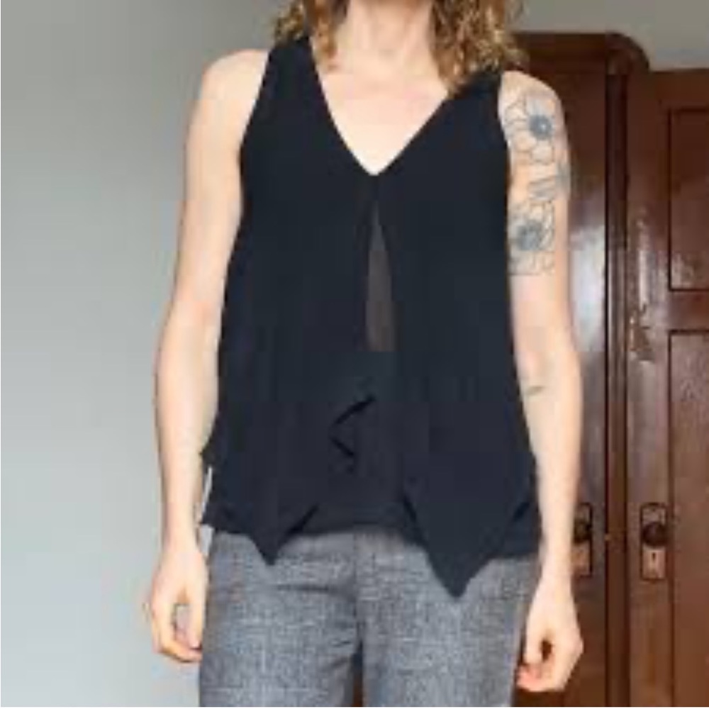 Aritzia Babaton Black Silk Layered Flowy Tank Top Sleeveless Top Shirt